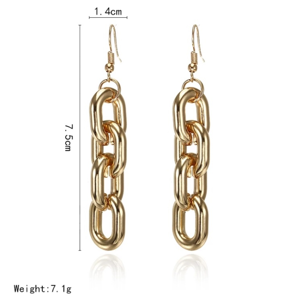 Fashion Gold Tone Big Chain Drop Earrings - Picture 4 of 4
